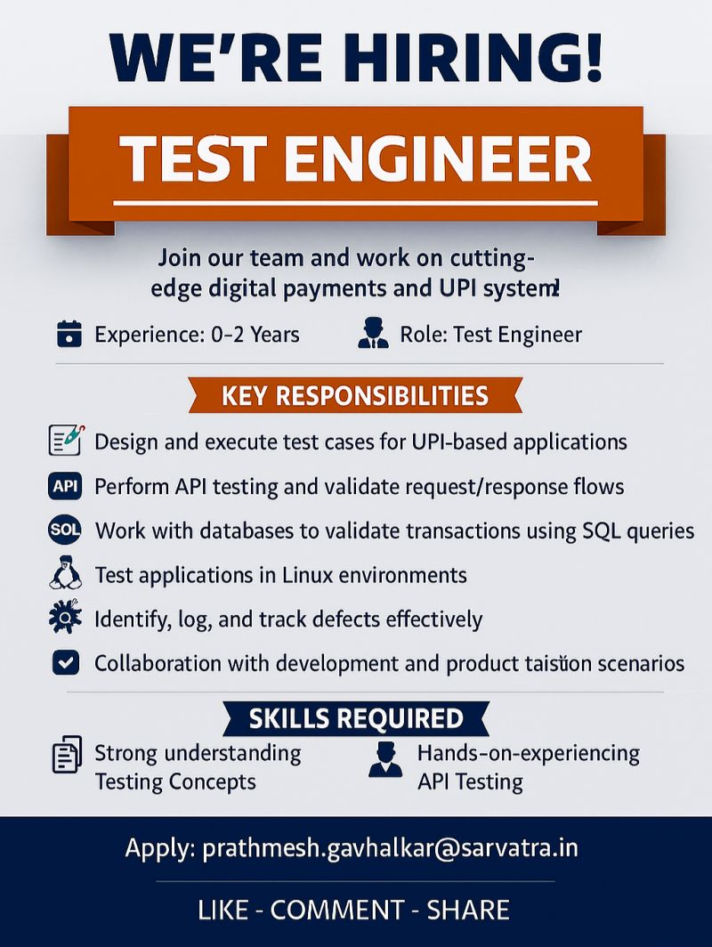 🚀Referral Opportunity at Sarvatra Technologies is Hiring | Test ...