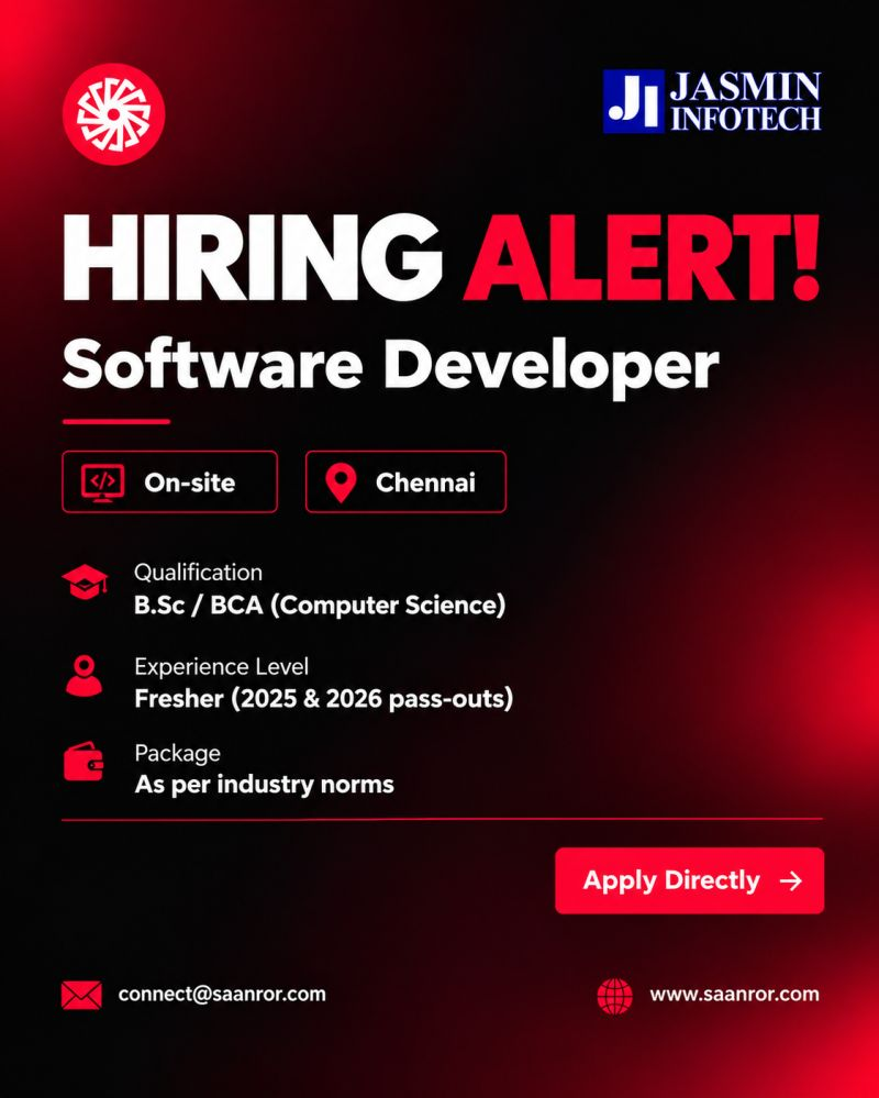 Professional Computer Jobs 🚀 Jasmin Infotech Hiring | Software Developer | Freshers | 2025 & 2026 ...